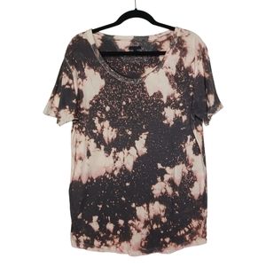 PATRICK ASSARAF Bleached Tie Dye Short Sleeve Charcoal Gray T Shirt Medium